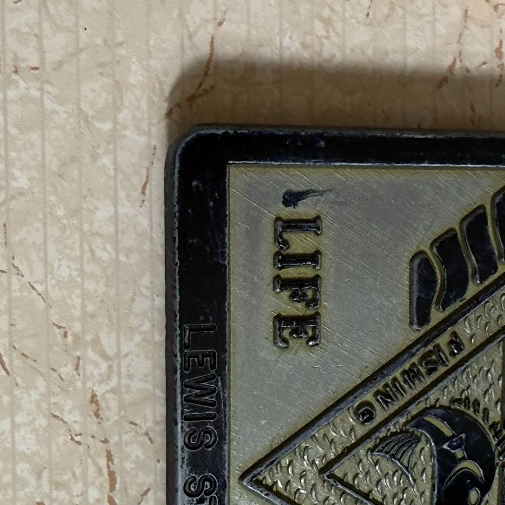 Vtg North‎ American Fishing Club Life Member Belt Buckle Engraved Name